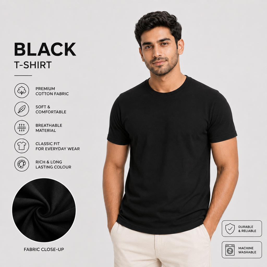 SAMIO Men's Maroon Cotton T-Shirt | Regular Fit | 200 GSM