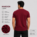 SAMIO Men's Cotton T-Shirt | Maroon | Regular Fit | 200 GSM