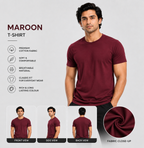 SAMIO Men's Cotton T-Shirt | Maroon | Regular Fit | 200 GSM
