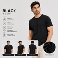 SAMIO Men's Black Cotton T-Shirt | Regular Fit | 200 GSM