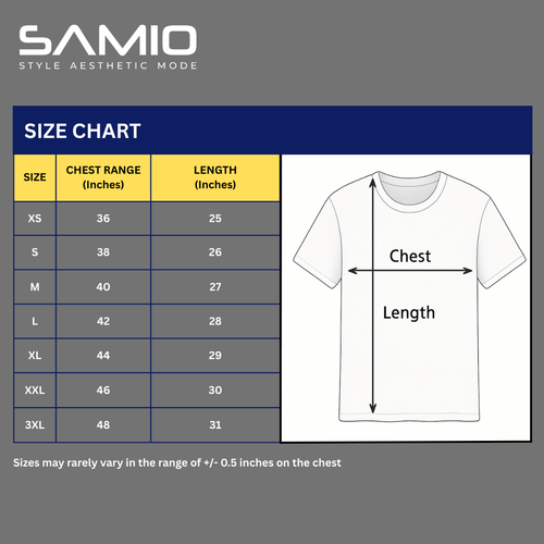SAMIO Cotton Printed T-Shirt for Men | Regular Fit | Black | 100% Cotton | 200 GSM