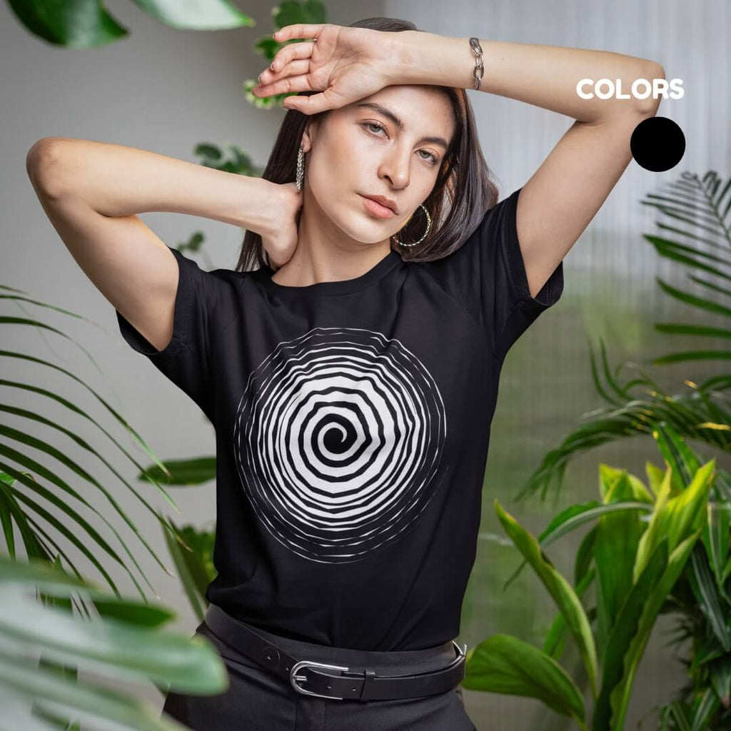 SAMIO Women’s Printed Cotton T-Shirt | Black | Regular Fit | 200 GSM Premium Fabric