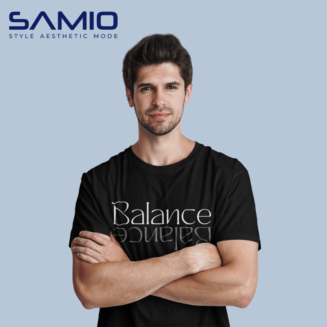 SAMIO Cotton Printed T-Shirt for Men | Regular Fit | Black | 100% Cotton | 200 GSM