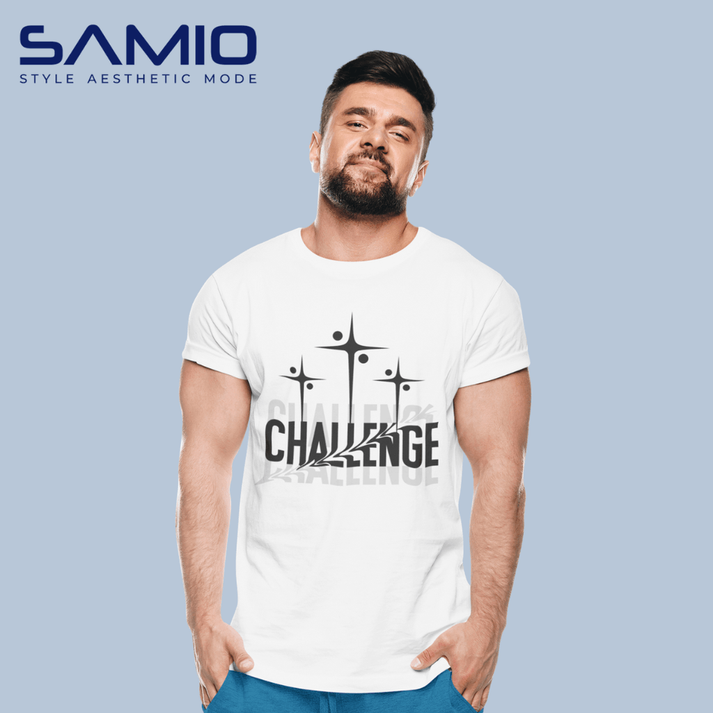 SAMIO Cotton Printed T-Shirt for Men | Regular Fit | Black | 100% Cotton | 200 GSM