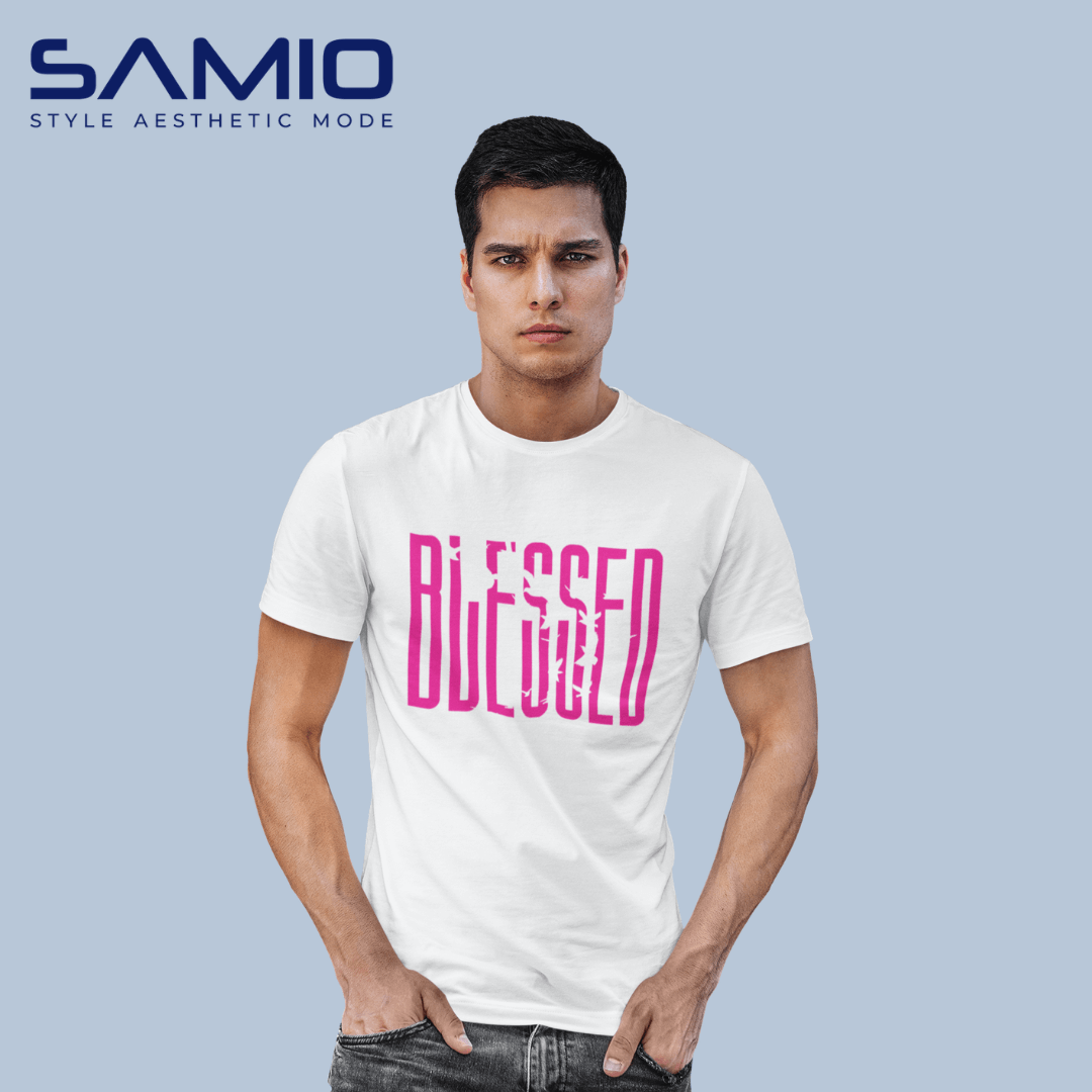 SAMIO Cotton Printed T-Shirt for Men | Regular Fit | Black | 100% Cotton | 200 GSM