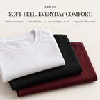 SAMIO Women's Essential Cotton Tees (Pack of 3) | Regular Fit | 200 GSM