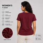 SAMIO Women's Cotton T-Shirt | Maroon | Regular Fit | 200 GSM
