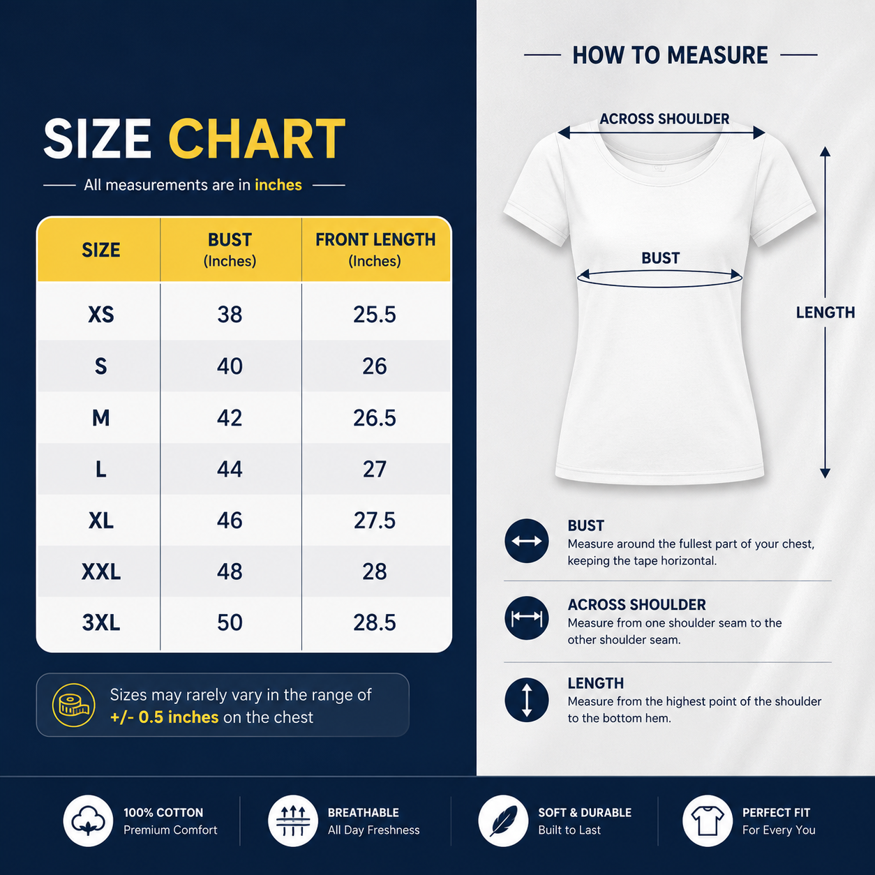 SAMIO Women's Black Cotton T-Shirt | Regular Fit | 200 GSM