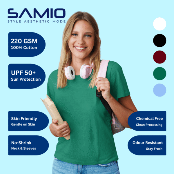 SAMIO 220 GSM 100 percent cotton women's t-shirt