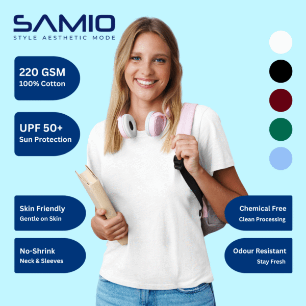 SAMIO 220 GSM 100 percent cotton women's t-shirt