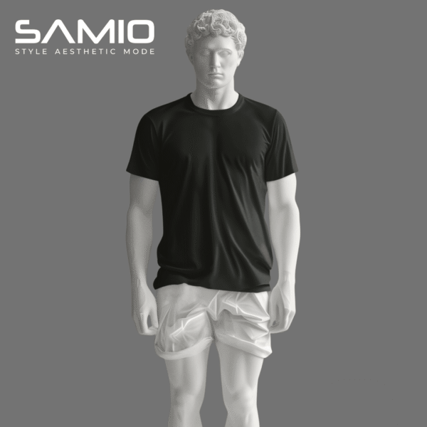 Plain black men's cotton t-shirt mockup