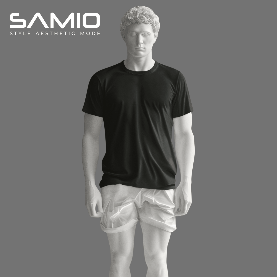 Plain black men's cotton t-shirt mockup