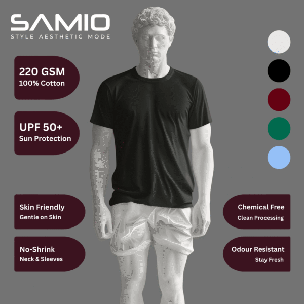 SAMIO 220 GSM 100 percent cotton men's t-shirt