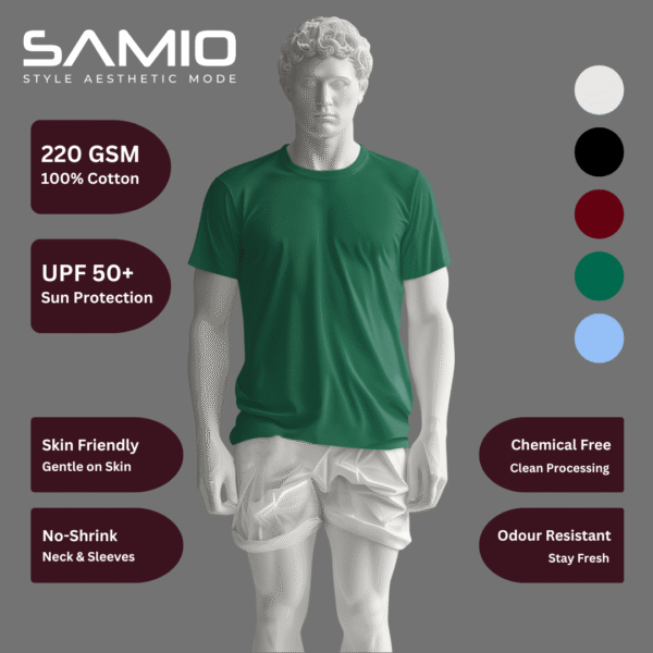 SAMIO 220 GSM 100 percent cotton men's t-shirt