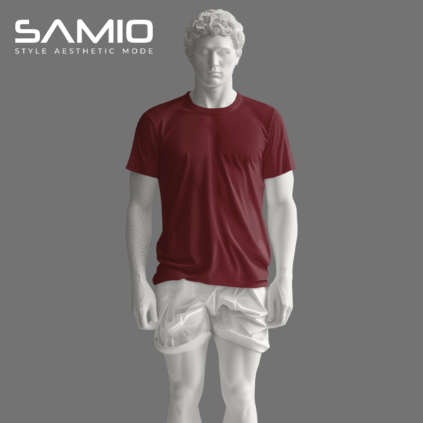 Plain maroon men's cotton t-shirt mockup