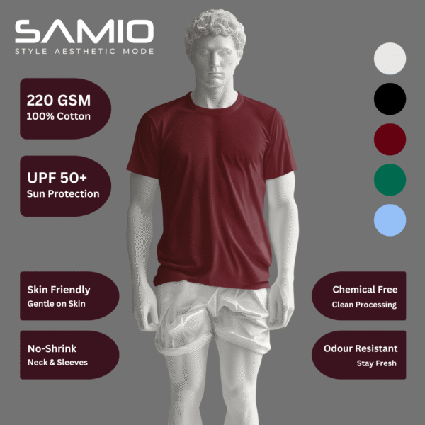 SAMIO 220 GSM 100 percent cotton men's t-shirt