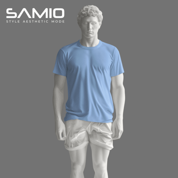Plain powder blue men's cotton t-shirt mockup