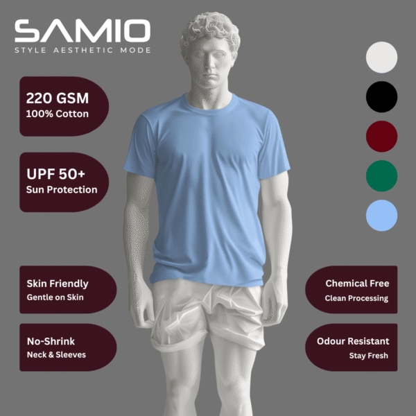 SAMIO 220 GSM 100 percent cotton men's t-shirt
